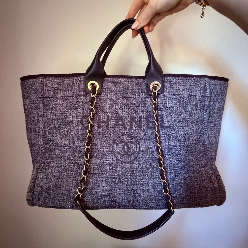 🖤CHANEL🖤Toile Lurex Glitter Deauville Large Tote - Picture 2 of 15